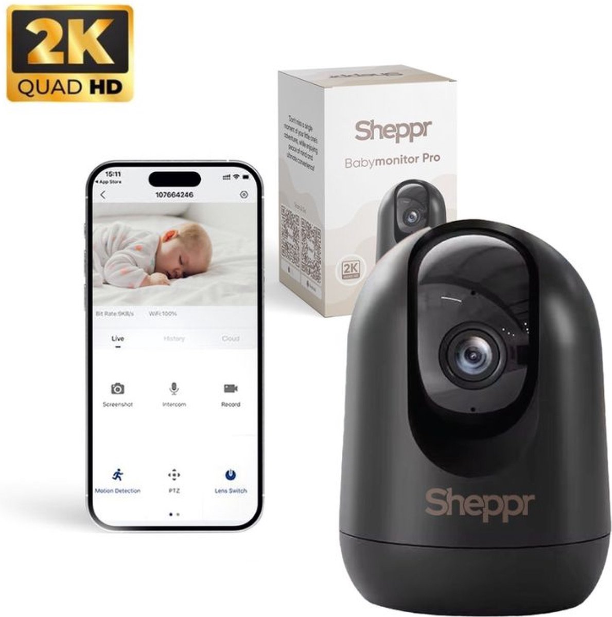 Sheppr® Babyfoon met Camera en App. NU voor slechts €42,95!